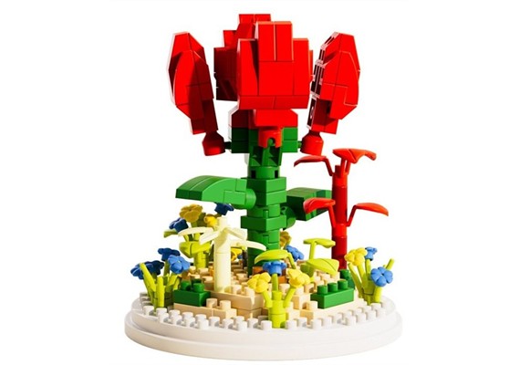 Klemmbausteine Mini Blume rot 10 x 7 cm