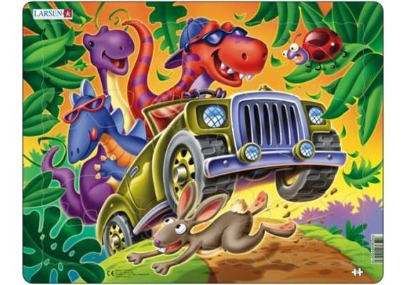 Larsen Puzzle Dinos auf Jeepsafari