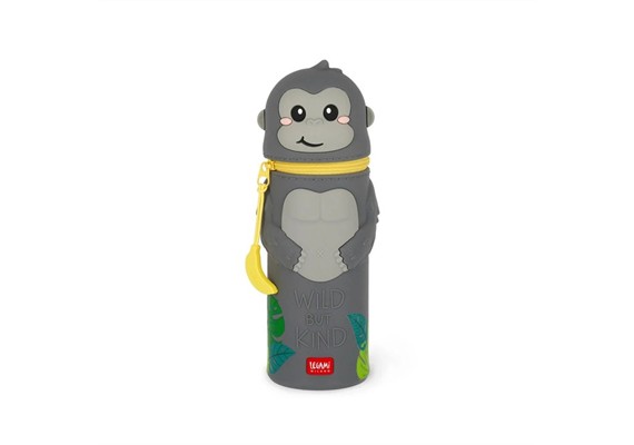 Legami - 2-in-1-Federmäppchen aus Silikon - Kawaii - Gorilla „Wild but Kind“