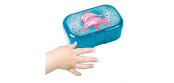 Lunchbox Mini Rosa Delfine Glitzer, 10.5 x 7 cm