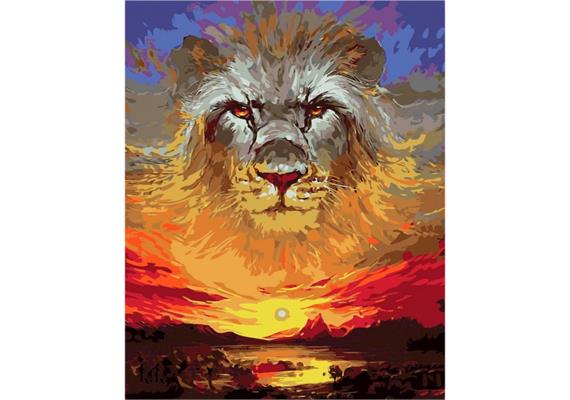 Malen nach Zahlen Set Lion - Sunset 50 x 40 cm