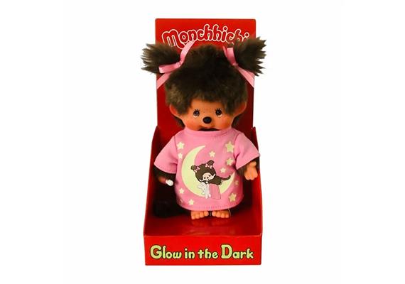 Monchhichi Mädchen Glow in the dark rosa/braun 20 cm