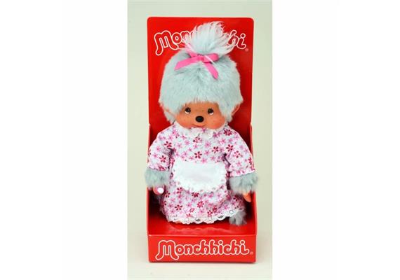 Monchhichi Plüschfigur Grossmutter mit Kleid grau 20 cm