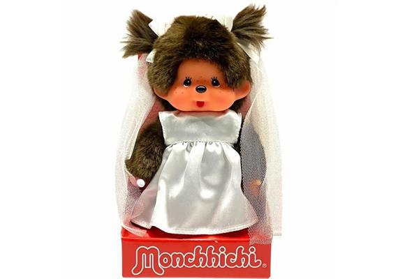 Monchhichi Plüschfigur Mädchen Braut weiss/braun 20 cm