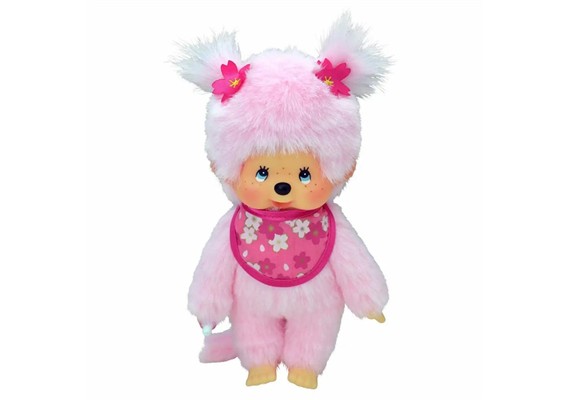 Monchhichi Plüschfigur Mädchen Kirschblüte mit Latz pink 20 cm