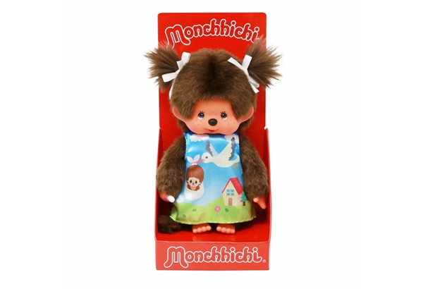 Monchhichi Plüschfigur Mädchen Storchenkleid braun 20 cm