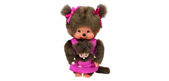 Monchhichi Plüschfigur Mutter mit Kind lila/ braun 20 cm