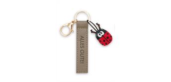 Nici Schlüsselanhänger Alles Gute! Kunstlederband mit Marienkäfer olive 10 cm