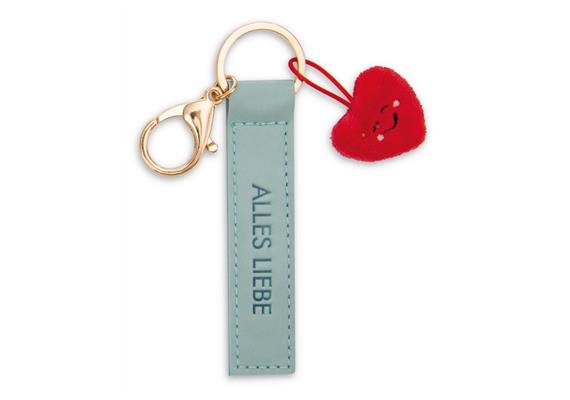 Nici Schlüsselanhänger Alles Liebe Kunstlederband mit Herz türkis 10 cm