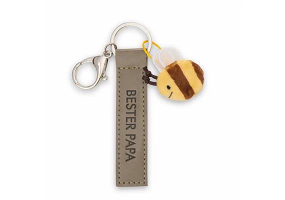 Nici Schlüsselanhänger Bester Papa Kunstlederband mit Biene olive 10 cm