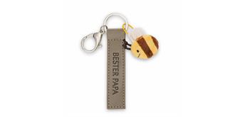 Nici Schlüsselanhänger Bester Papa Kunstlederband mit Biene olive 10 cm