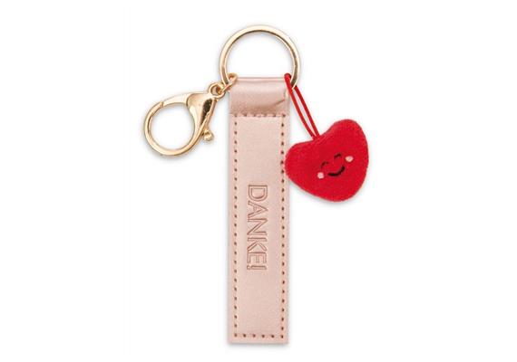 Nici Schlüsselanhänger Danke! Kunstlederband mit Herz roségold 10 cm