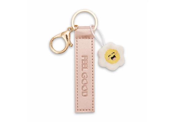 Nici Schlüsselanhänger Feel good Kunstlederband mit Blume roségold 10 cm