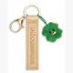 Nici Schlüsselanhänger Glücksbringer Kunstlederband mit Kleeblatt gold 10 cm