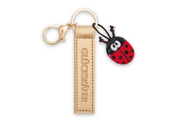Nici Schlüsselanhänger Glückskäfer Kunstlederband mit Marienkäfer gold 10 cm