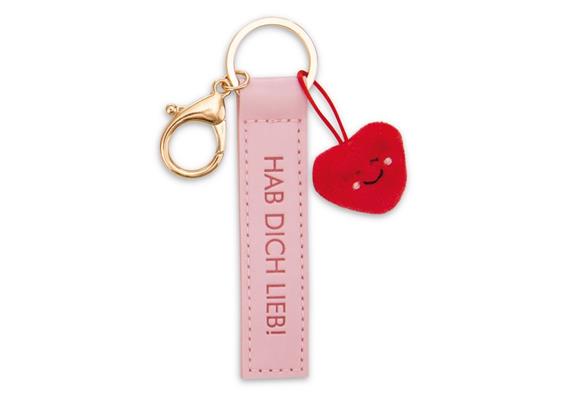 Nici Schlüsselanhänger Hab dich lieb! Kunstlederband mit Herz rosa 10 cm