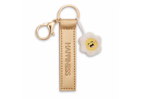 Nici Schlüsselanhänger Happiness Kunstlederband mit Blume gold 10 cm