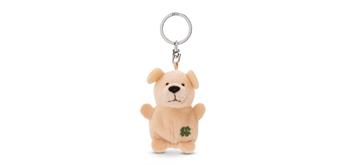 Nici Schlüsselanhänger Hund beige mit Kleeblatt 5 cm