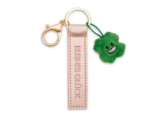 Nici Schlüsselanhänger Kleines Glück Kunstlederband mit Kleeblatt roségold 10 cm
