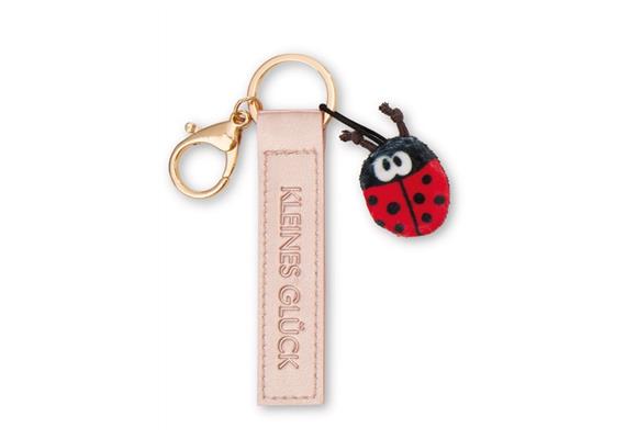 Nici Schlüsselanhänger Kleines Glück! Kunstlederband mit Marienkäfer roségold 10 cm