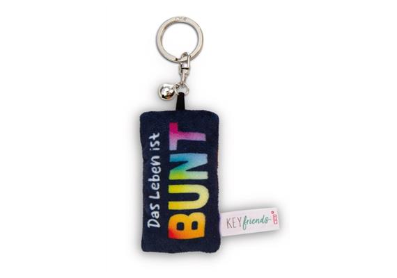 Nici Schlüsselanhänger Mini Plüschkissen Das Leben ist bunt mit Glöckchen 8 cm
