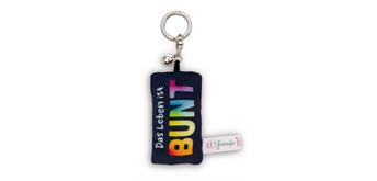 Nici Schlüsselanhänger Mini Plüschkissen Das Leben ist bunt mit Glöckchen 8 cm