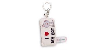 Nici Schlüsselanhänger Mini Plüschkissen I love my cat mit Glöckchen 8 cm