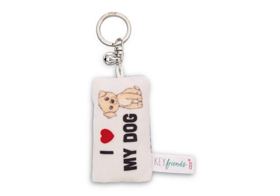 Nici Schlüsselanhänger Mini Plüschkissen I love my dog mit Glöckchen 8 cm