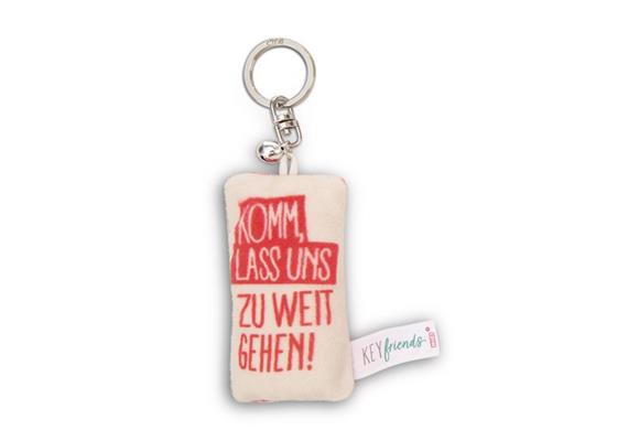 Nici Schlüsselanhänger Mini Plüschkissen Komm, lass uns zu weit gehen mit Glöckchen 8 cm