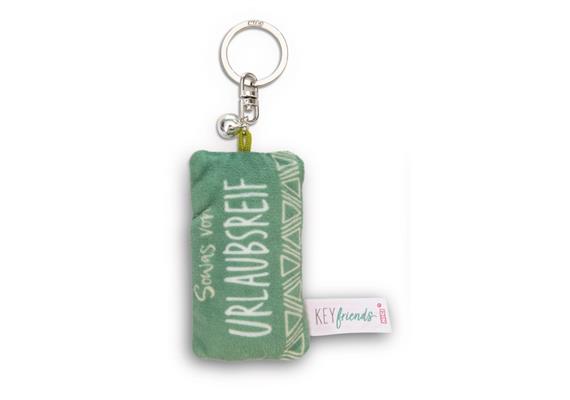 Nici Schlüsselanhänger Mini Plüschkissen Sowas von urlaubsreif mit Glöckchen 8 cm
