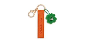 Nici Schlüsselanhänger Viel Erfolg! Kunstlederband mit Kleeblatt orange 10 cm