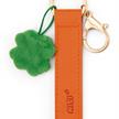 Nici Schlüsselanhänger Viel Erfolg! Kunstlederband mit Kleeblatt orange 10 cm | Bild 2