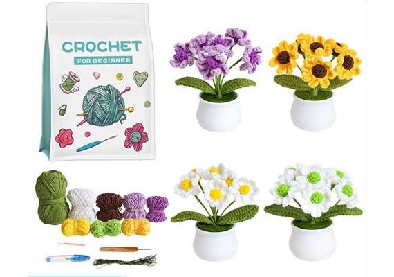 Noname 2604-048 DIY Häkelset - 4 Blumen