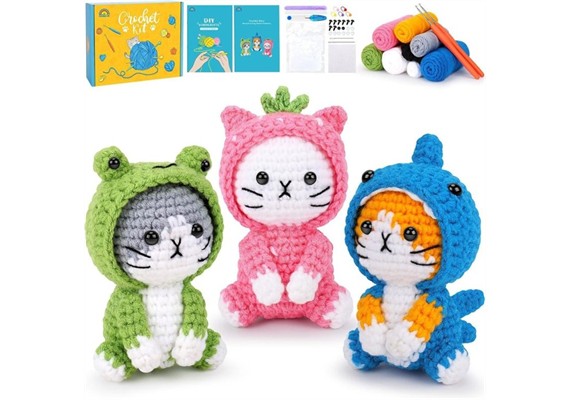 Noname 2604-092 DIY Häkelset - 3 Katzen Anleitung nur Englisch