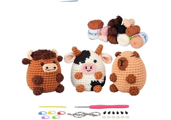 Noname 2604-274 DIY Häkelset - 3 Kühe -Capybara