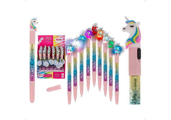 Ootb - Kugelschreiber Einhorn mit Glitter und LED