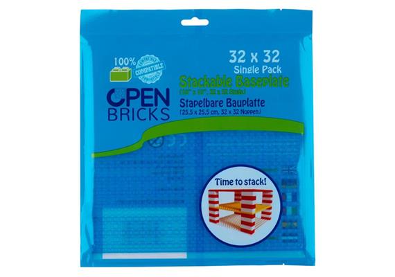 Open Bricks Bauplatte transparent blau 1 Stück 32 x 32