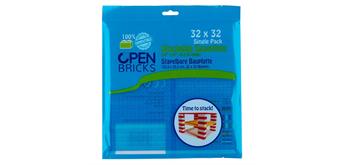 Open Bricks Bauplatte transparent blau 1 Stück 32 x 32