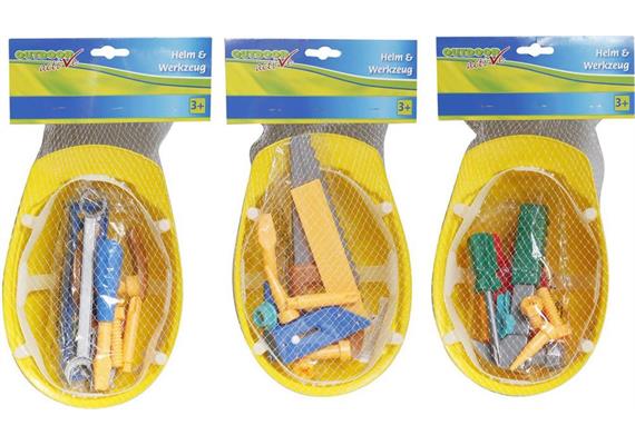 Outdoor active Baustellenhelm mit Werkzeug, 12-teilig für Kinder, assortiert