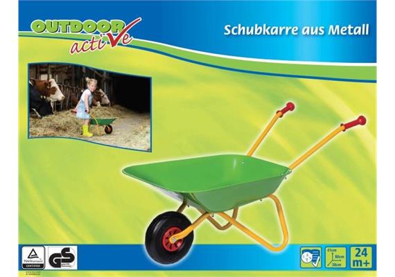 Outdoor active Schubkarre Metall grün und gelb