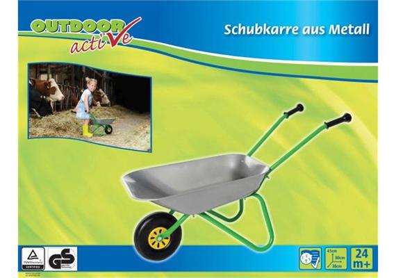 Outdoor active Schubkarre Metall silber/grün