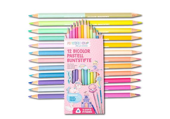 Papierdrachen 12 Bicolor Buntstifte pastell