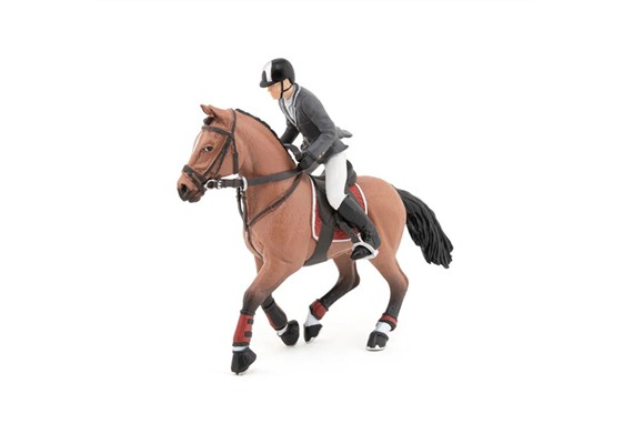 Papo 51561 Spielfigur Wettkampfpferd und Reiter 13 cm