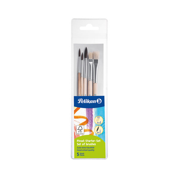 thumbnail image 2 of Pinsel Kinder Pelikan 700405 Pinsel Starter-Set Mit 5 Haar- Und 5 Borstenpinseln Wasserfarben Kinder Ab 2 2 of 13