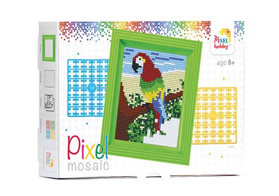 Pixel Geschenkbox mit 20 Pixel Vierecke - Papagei