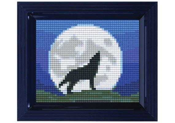 Pixel Geschenkbox mit 20 Pixel Vierecke - Wolf in der Nacht