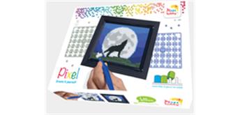 Pixel Geschenkbox mit 20 Pixel Vierecke - Wolf in der Nacht
