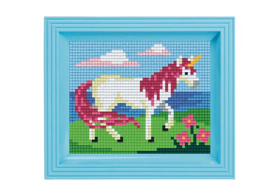 Pixel Geschenkbox mit 21 Pixel Vierecke - Einhorn