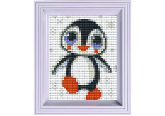 Pixel Geschenkbox mit 23 Pixel Vierecke - Pinguin