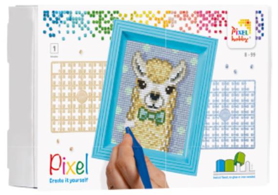 Pixel Geschenkbox mit 23 Pixel Vierecke - Weisses Alpaka